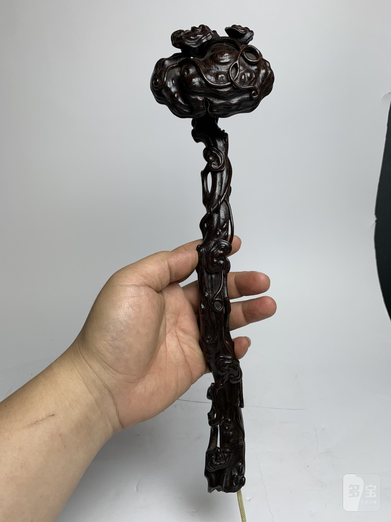 清 鸂鶒木灵芝如意摆件 - 图3